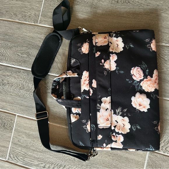 Mosiso Black Floral laptop or messenger bag-15 inch - Picture 2 of 11